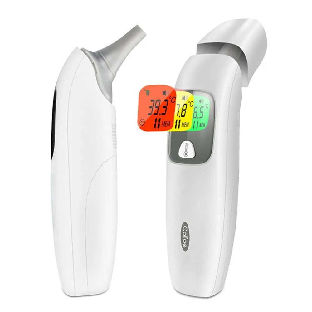 Termometro Digitale Infrarossi Fronte Orecchio Medico Senza Contatto LCD  Febbre Corporea Misura Temperatura Neonati Adulti
