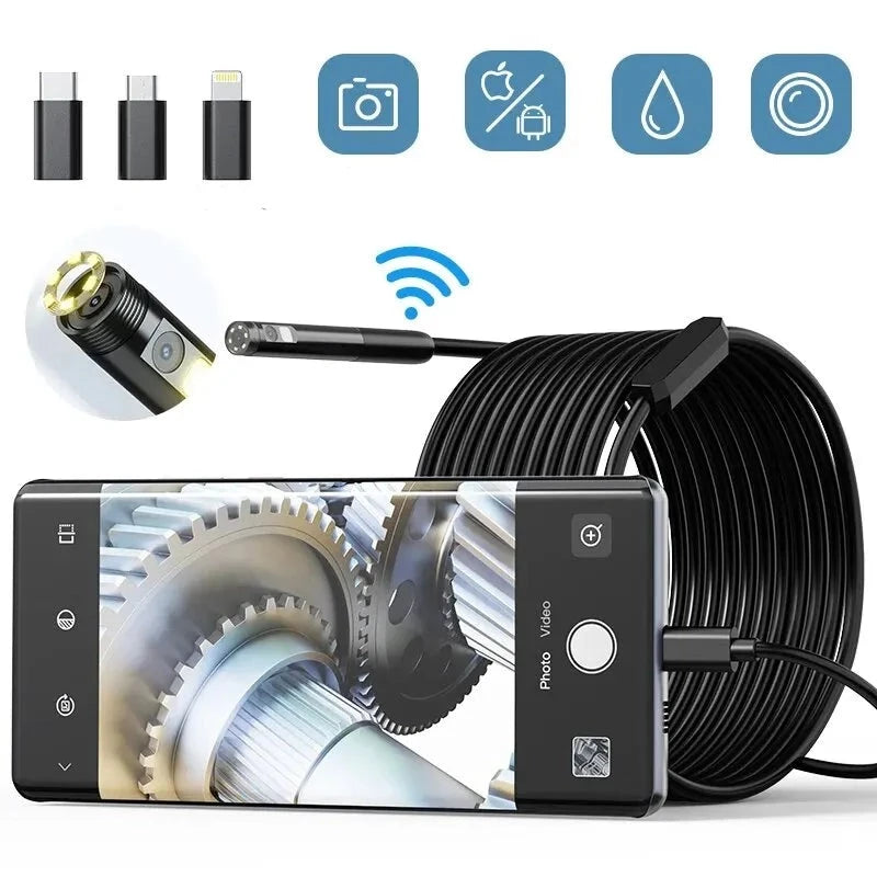 Cámara endoscópica de lente simple/doble Cámara de inspección de cableado  HD para IOS Android Tmvgtek Accesorios para autos y motos