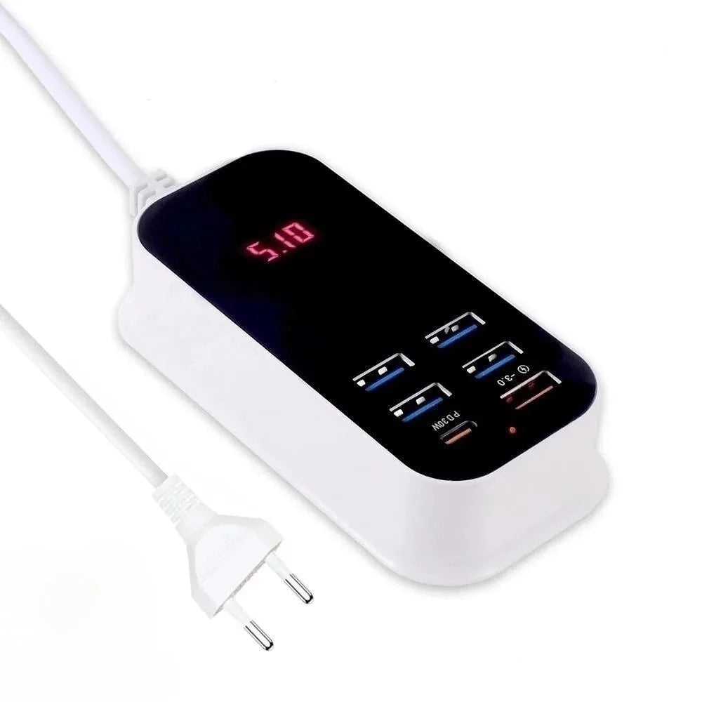 Caricabatterie Rapido Telefono Cellulare USB Multiplo PD 30W Type-C Parete  Adattatore Alimentazione Schermo LED