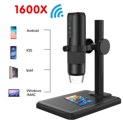 Microscopio Digitale 1600X Lente Ingrandimento Fotocamera 8 LED Foto Video Wi-Fi