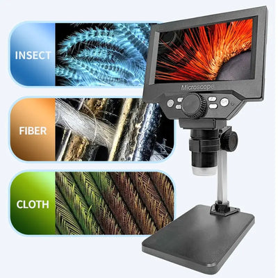 Microscopio Digitale LCD 5.5 Pollici Supporto Lente Ingrandimento Zoom 1000X 1080P Messa A Fuoco Immagini Luce LED