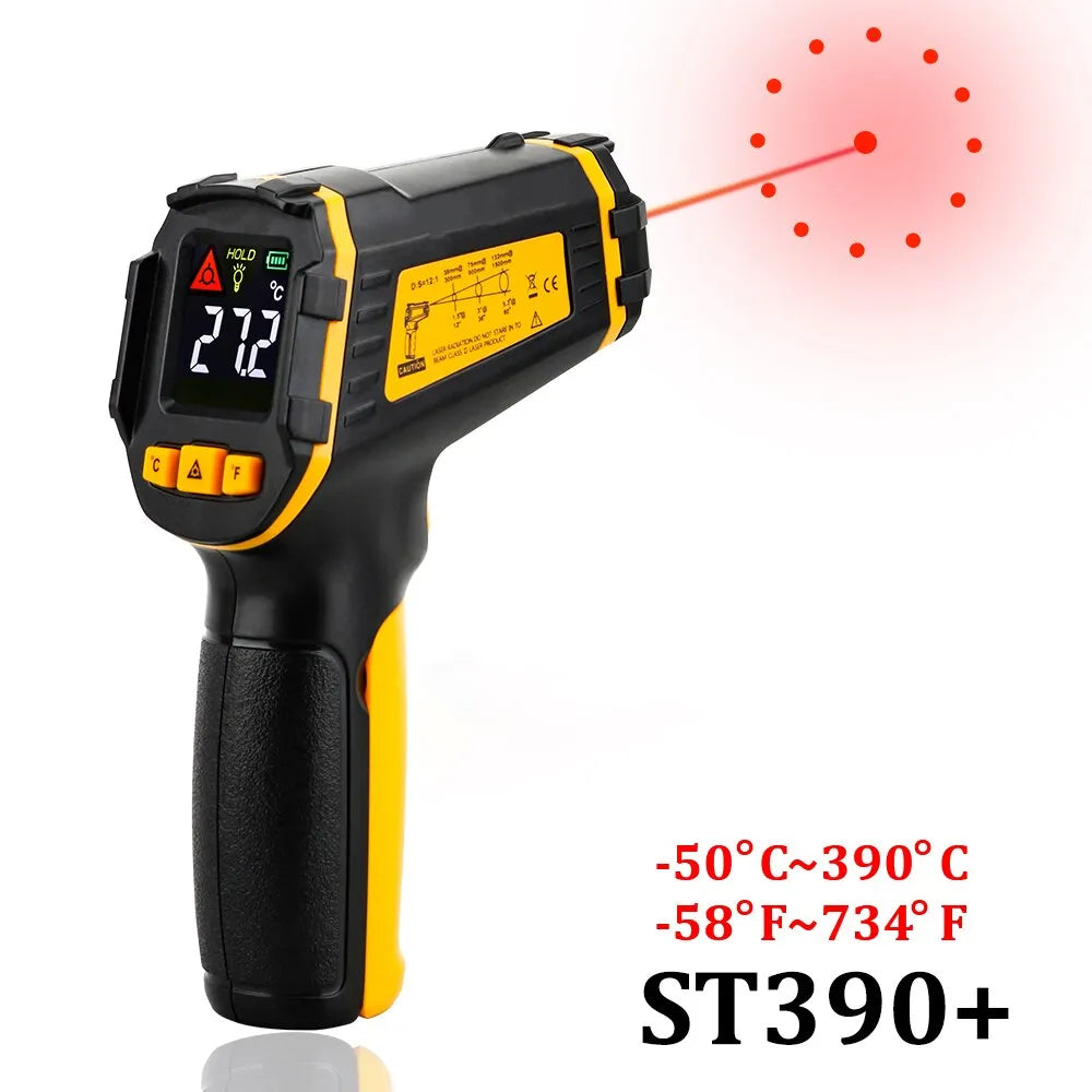 Termometro Digitale Infrarossi Misuratore Temperatura Laser Allarme Luce  LCD Colori Display 1.9 Pollici