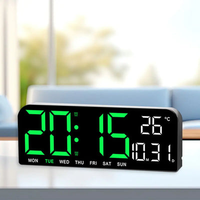 Orologio Parete Digitale Ora Temperatura Data Giorno Sveglia Funzione Snooze