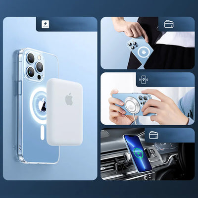 Custodia Cover Telefono Cellulare Compatibile iPhone 13 14 15 Pro Max Plus Trasparente Magnete Incorporato Protettiva