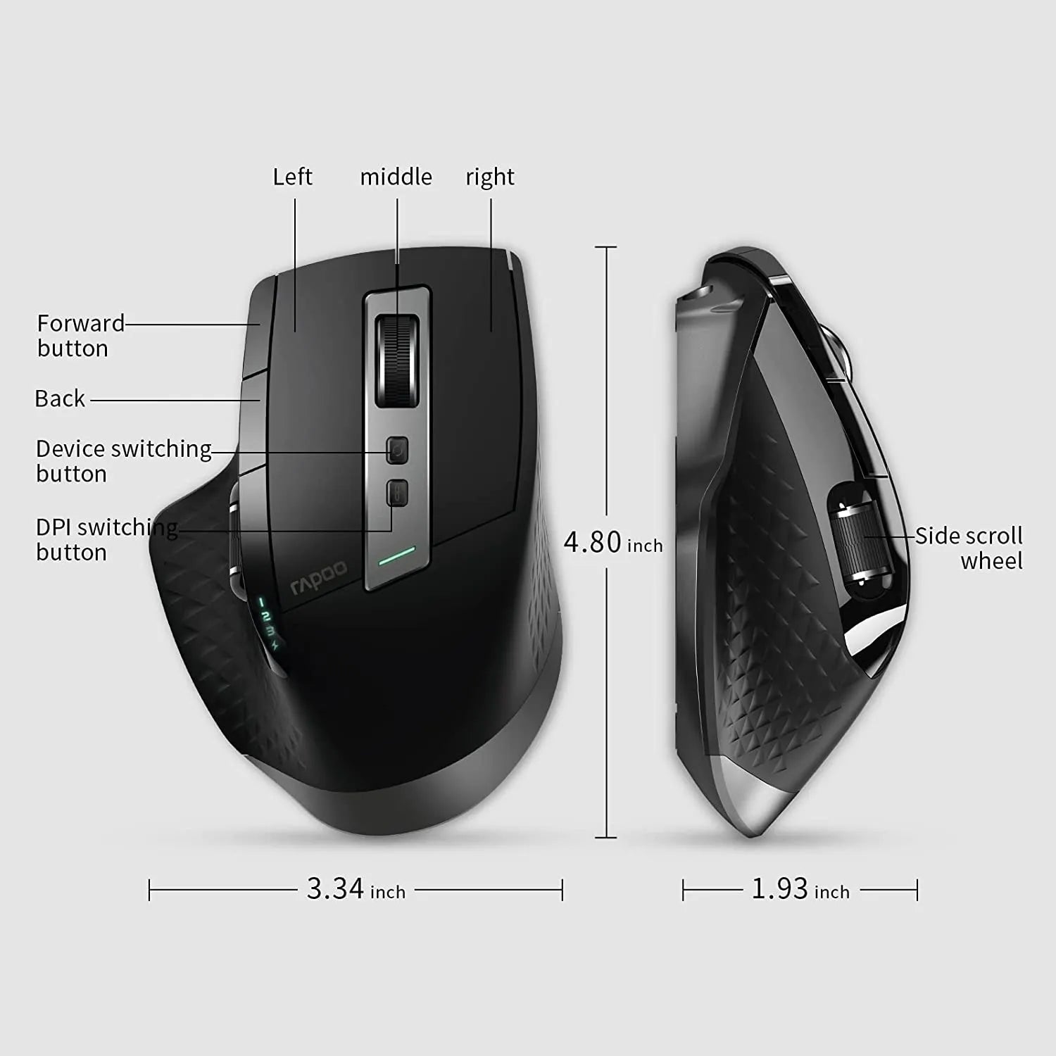 Mouse wireless ricaricabile a LED con ricevitore USB, mouse