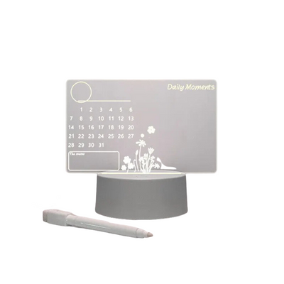 Calendario Luminoso Creativo Acrilico Trasparente Lavagna Cancellabile Bacheca Lampada Tavolo Desktop