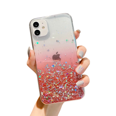 Custodia Cover Telefono Glitter Compatibile iPhone Apple Trasparente Pailettes Antiurto Protettiva