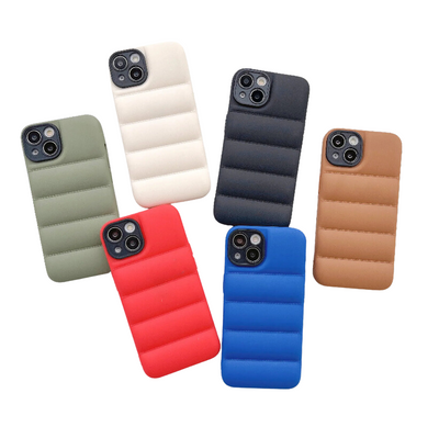 Custodia Cover Telefono Cellulare Piumino Silicone Colorata Compatibile iPhone 15 14 13 12 Pro Max Plus Antiurto Protettiva