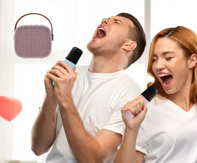 Altoparlante Bluetooth Portatile Microfono Wireless Karaoke Cassa Musica Audio Canzoni Suono Subwoofer Batteria