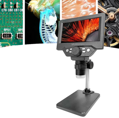 Microscopio Digitale LCD 5.5 Pollici Supporto Lente Ingrandimento Zoom 1000X 1080P Messa A Fuoco Immagini Luce LED