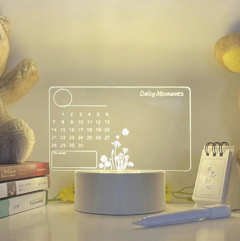 Calendario Luminoso Creativo Acrilico Trasparente Lavagna Cancellabile  Bacheca Lampada Tavolo Desktop