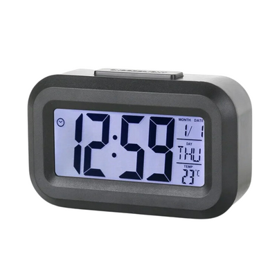 Sveglia Digitale LED Schermo LCD Trasparente Tempo Data Giorno Temperatura