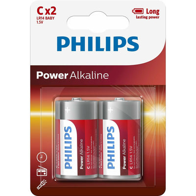 Pilas Alcalinas Philips Power LR14 1,5 V Tipo C (2 Unidades)
