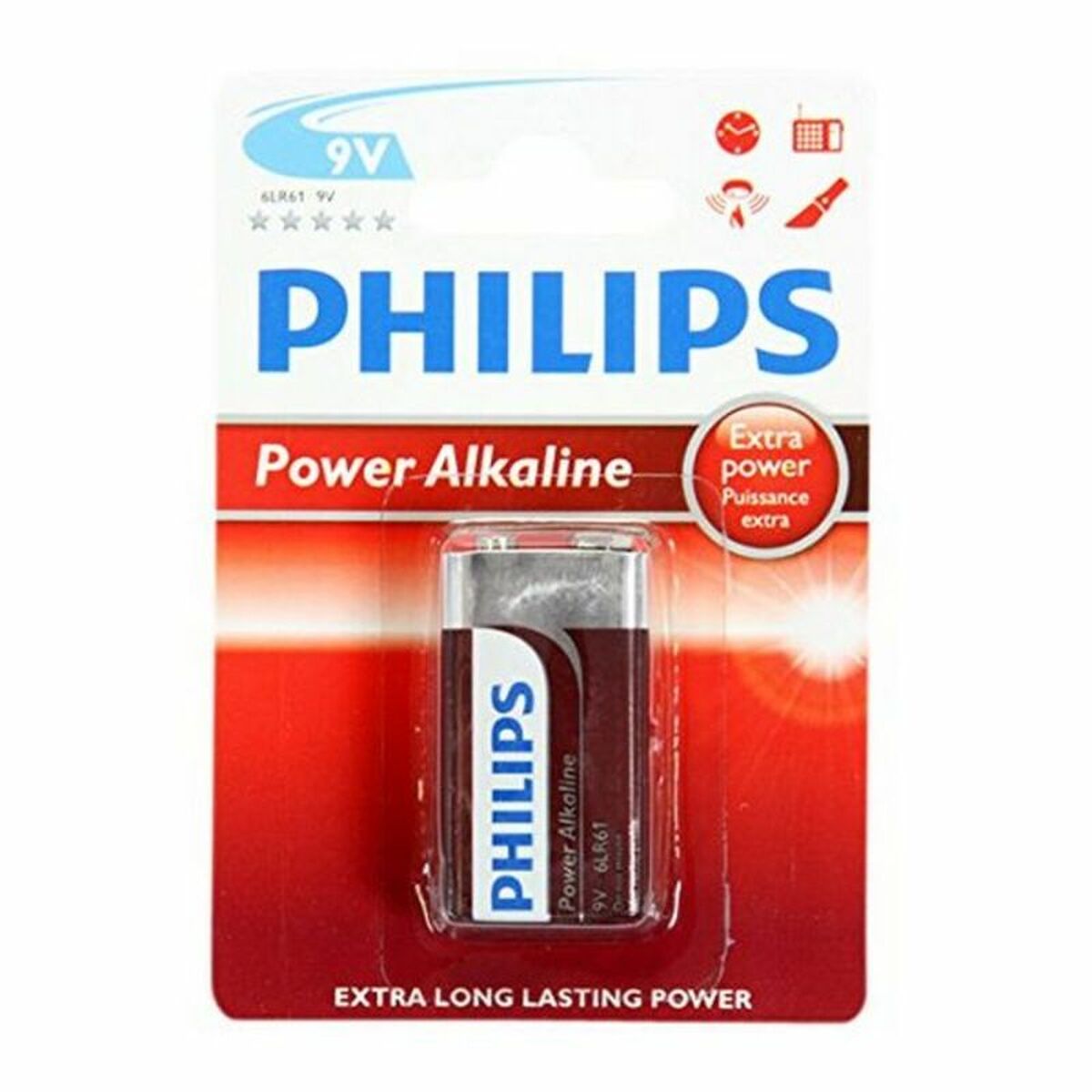 Pila Alcalina Philips Batería 6LR61P1B/10 9V 6LR61 9 V