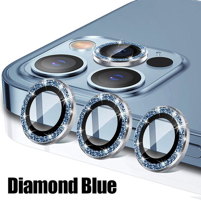 Protezione Fotocamera Metallo Diamantato 3 Pezzi Set Vetro Obiettivo