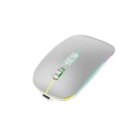 Mouse Wireless Dual Mode Bluetooth 2.4G Retroilluminato Silenzioso Ricaricabile Tipo C Computer Portatile