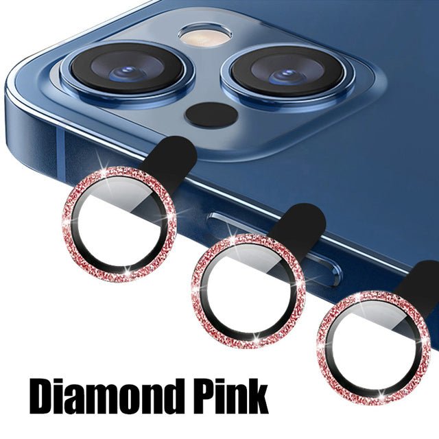Protezione Fotocamera Metallo Diamantato 3 Pezzi Set Vetro Obiettivo