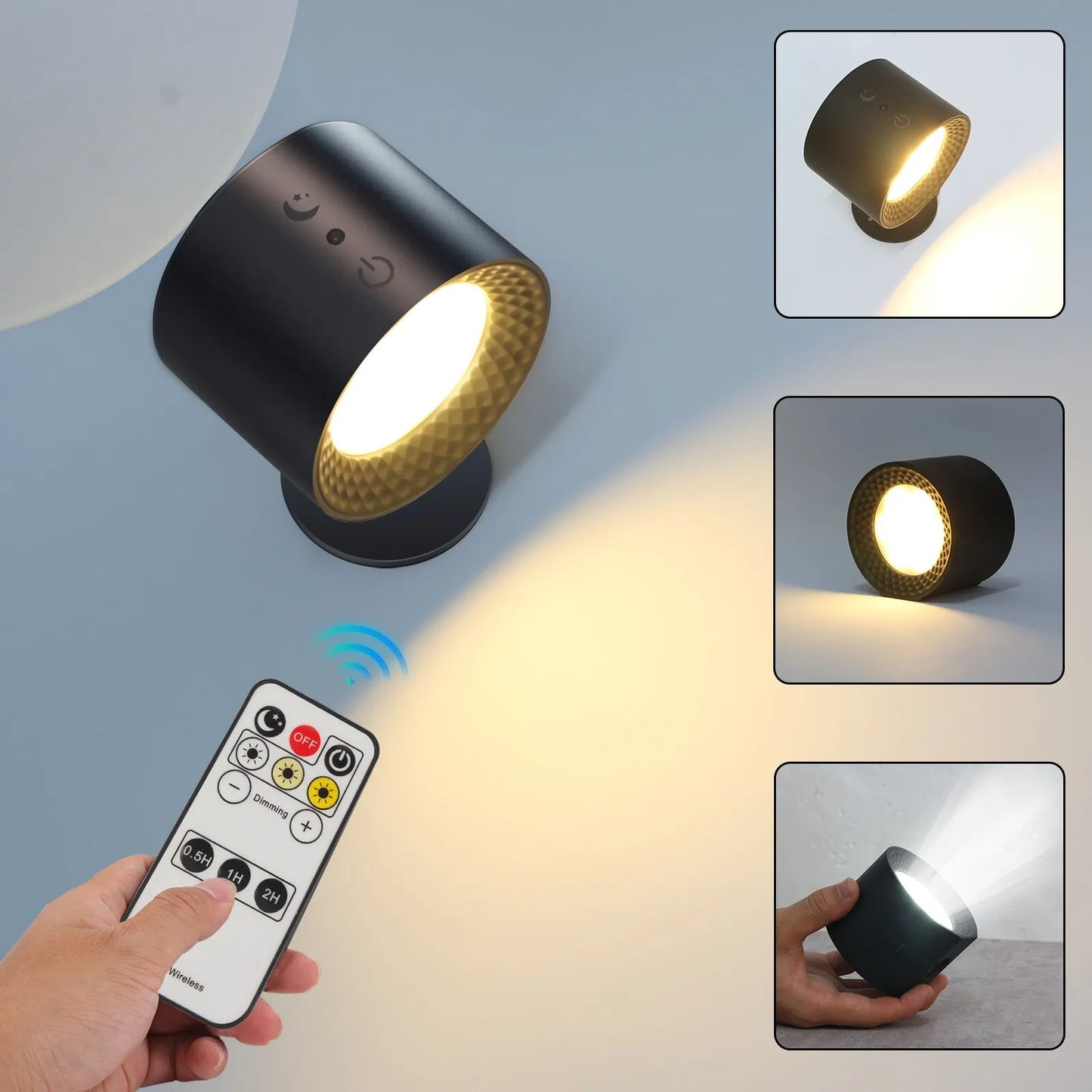 Lampada Parete LED Touch Control Ricarica USB Girevole Portatile Senza Fili  Luce Camera Da Letto Stanza Casa