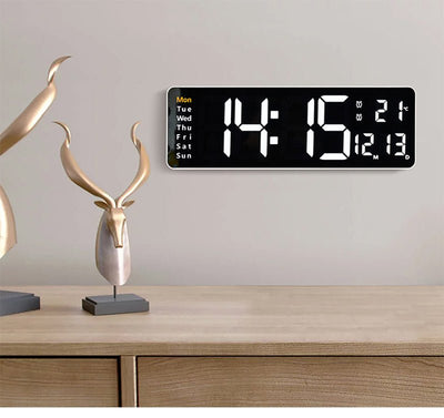 Orologio Digitale Parete LED Sveglia Calendario Display Temperatura Decorazione