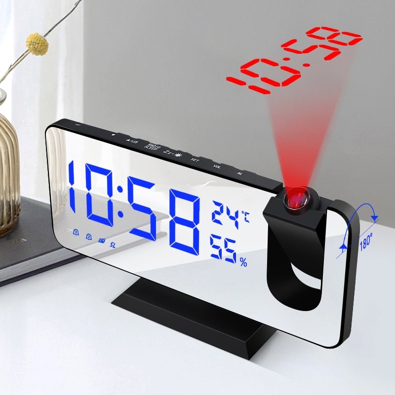 Sveglia Digitale LED Orologio Elettronici USB Radio FM Proiettore