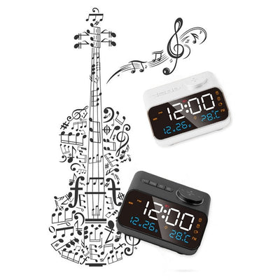 Radio FM 24 Ore Sveglia Display Temperatura/Umidità LED Attivazione Vocale Timer Digitale USB Funzione