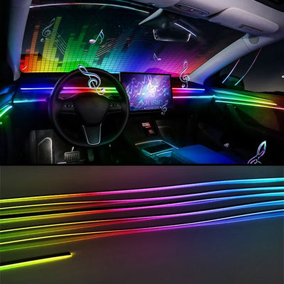64 colori 12V interni auto luci RGB strisce LED lampade ambientali