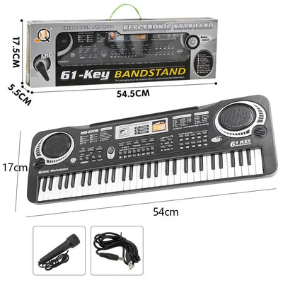 Tastiera Pianoforte Elettronico Portatile 61 Tasti Microfono Giocattoli Educativi Strumento Musicale