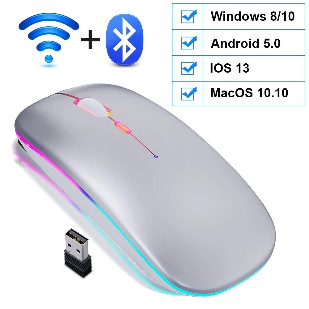 Mouse Wireless Bluetooth Ricaricabile 2.4G Compatibile Android Windows – LA  MAISON SMARTECH
