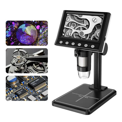Microscopio Digitale Schermo LCD 4.3 Pollici Zoom 500X 1500X Immagini Chiare Oggetti 8 Luci LED Ingrandimento