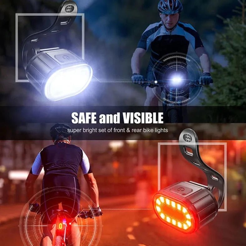 Luce Bicicletta Anteriore Posteriore Set Cavo USB Faro MTB Fanale Impermeabile LED Accessorio