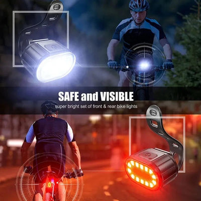 Luce Bicicletta Anteriore Posteriore Set Cavo USB Faro MTB Fanale Impermeabile LED Accessorio