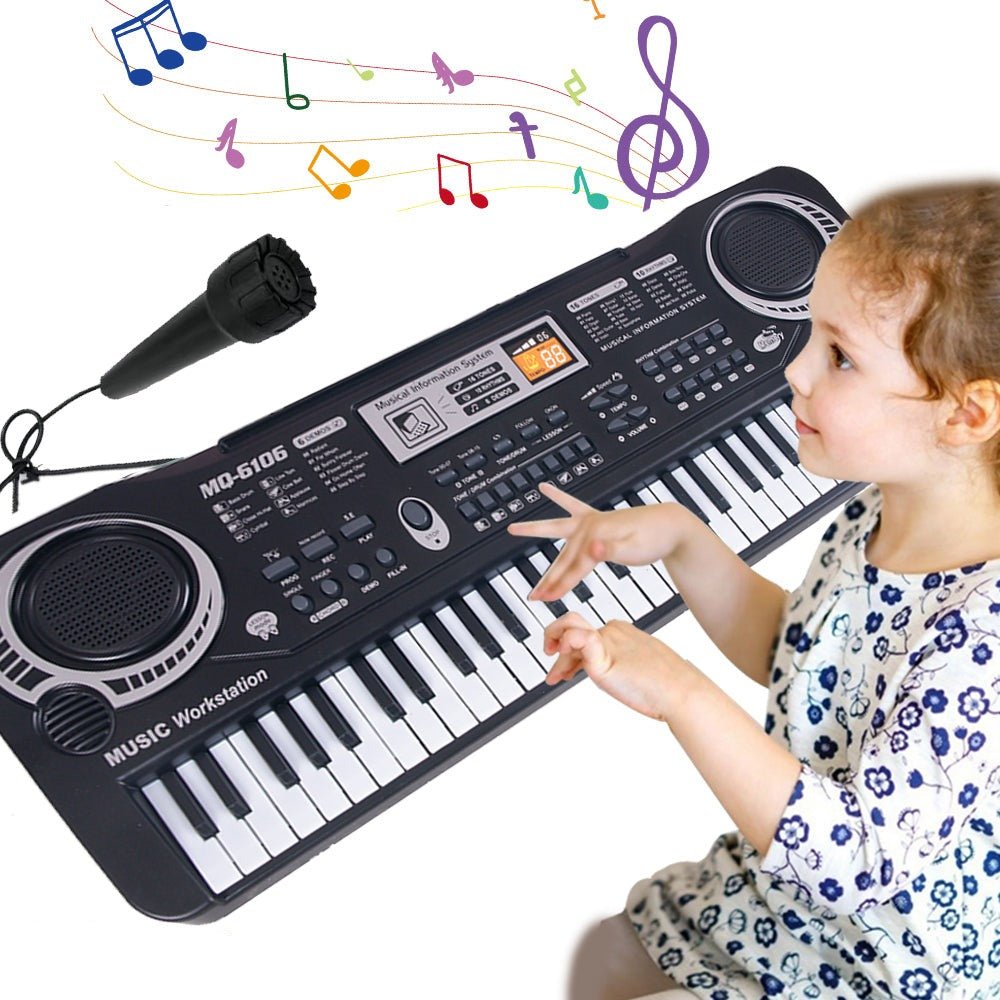 Tastiera Pianoforte Elettronico Portatile 61 Tasti Microfono Giocattoli Educativi Strumento Musicale
