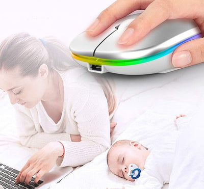 Mouse Wireless Bluetooth 5.2 RGB Luce LED Wi-Fi 1600 DPI Lavoro Gioco