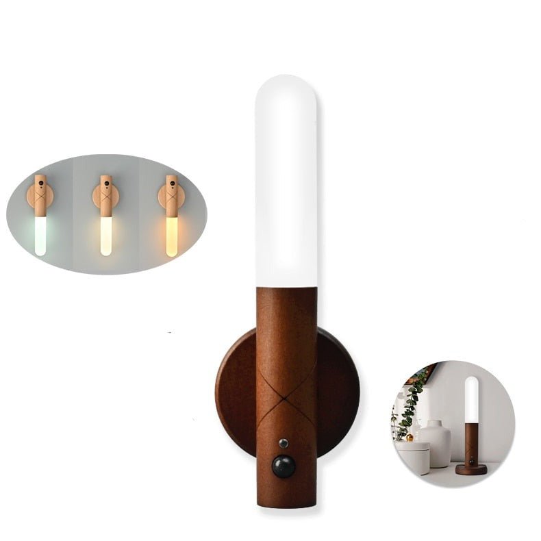 Illuminazione Casa Zoyaloo LED Wood USB Luce Notte Lampada Parete Comodino Armadio Magnetica