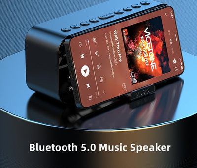 Altoparlante Bluetooth Sveglia Digitale Schermo Specchio LED Riproduzione Scheda TF Temperatura Supporto Telefono