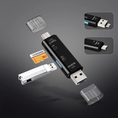 Lettore Schede Memoria Convertitore 5 in 1 Multifunzione USB 2.0 Tipo C USB MICRO USB TF SD Adattatore Dati Memory Card OTG Telefono Computer Laptop