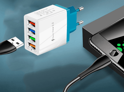 Caricabatterie 4 Porte USB Multipo Ricarica Rapida Compatibile Universale