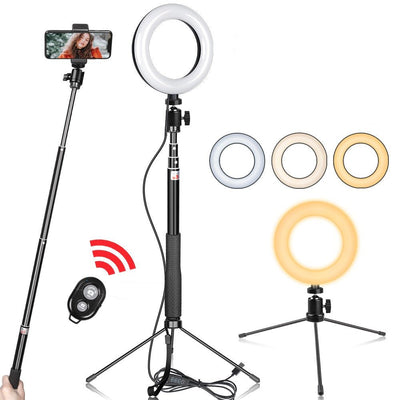 Selfie Ring Light Luce LED Anello Supporto Metallo Comodo Foto Video Illuminazione Amici Bastone Selfie