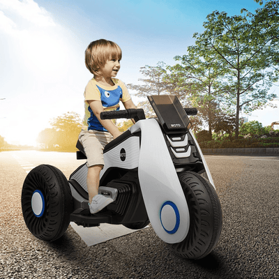 Moto Elettrica Motociclo Bambini Gioco Sicurezza 3 Ruote Doppia Trazione