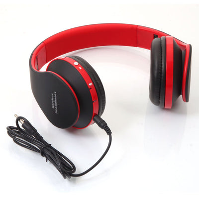 Cuffie Wireless Bluetooth Sportive Microfono Chiamate Audio Musica Rosso Nero Cavo USB