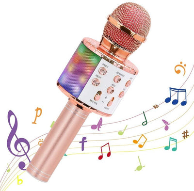 Microfono Wireless Bluetooth Karaoke Audio Musica Canzoni Divertimento Amici Feste Regalo Luci