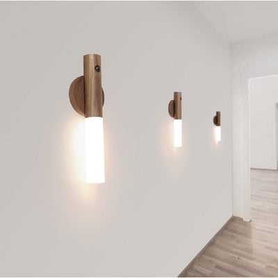 Illuminazione Casa Zoyaloo LED Wood USB Luce Notte Lampada Parete Comodino Armadio Magnetica