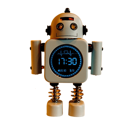 Sveglia Robot Digitale Display Led Orologio Temperatura Battito Cardiaco 5 Suoni Allarme
