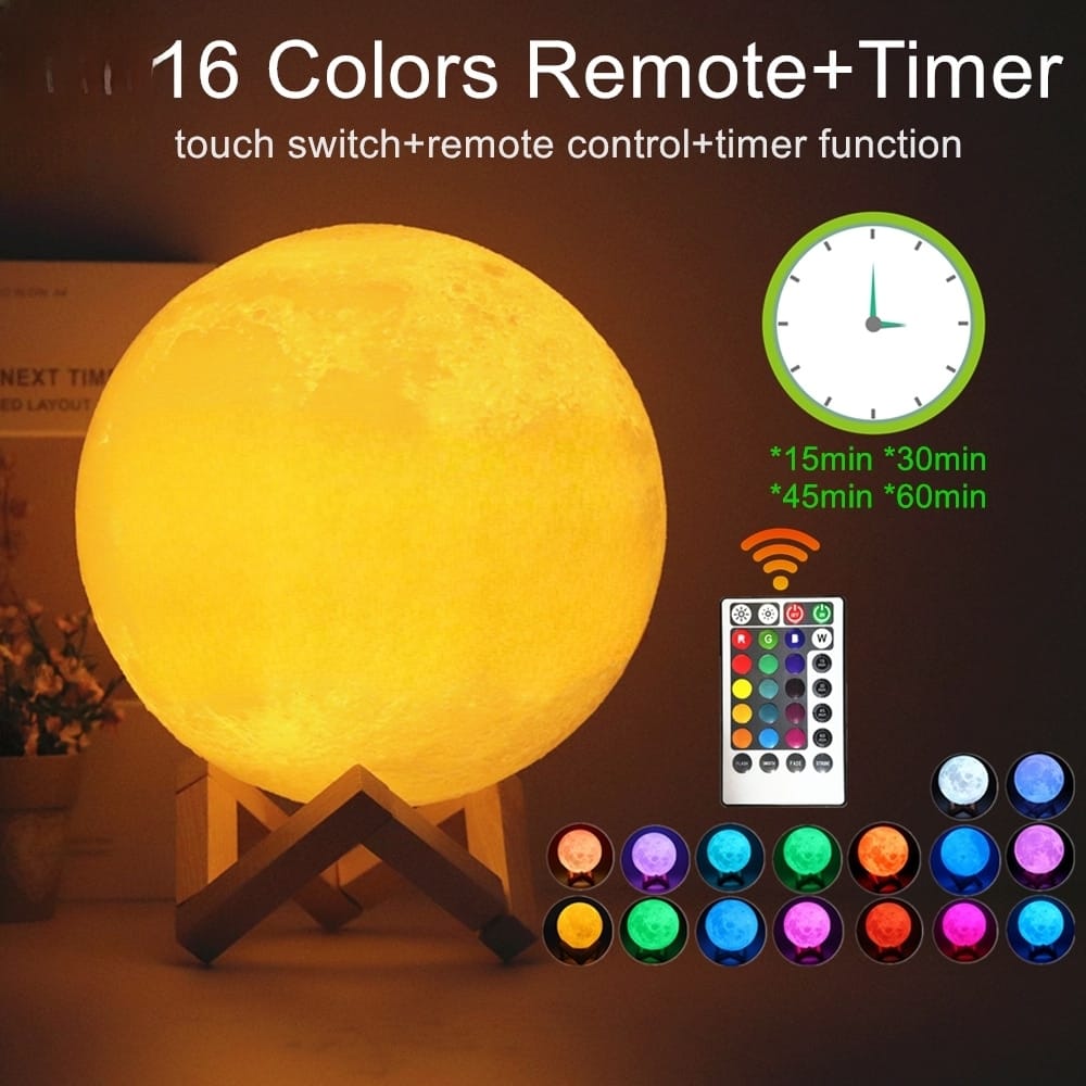 Lampada Lunare Luce Notturna USB Ricaricabile Touch Interruttore Remoto Stampa 3D Personalizzata Foto Testo