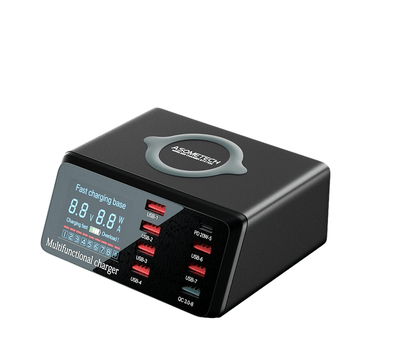Caricatore USB 8 Porte 100W Wireless Schermo Digitale Ricarica Rapida QC3.0 PD3.0